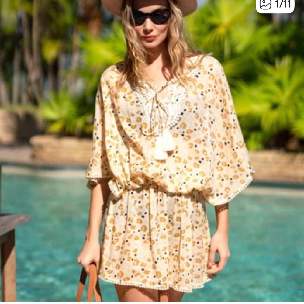 Anthropologie Shiraleah Swim Cover up tunic top cotton lightweight boho one size